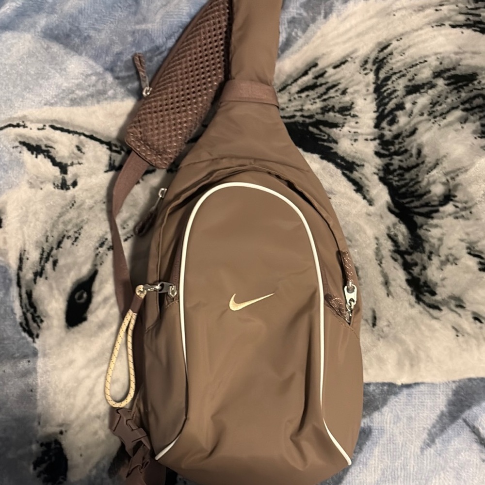 Nike Brown Crossbody Sling Bag with White Piping